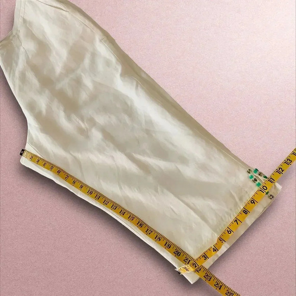 Ruby Rd Linen Blend Crop Straight Leg Pants Beaded Split Hem Plus Size 18W White - Picture 15 of 16